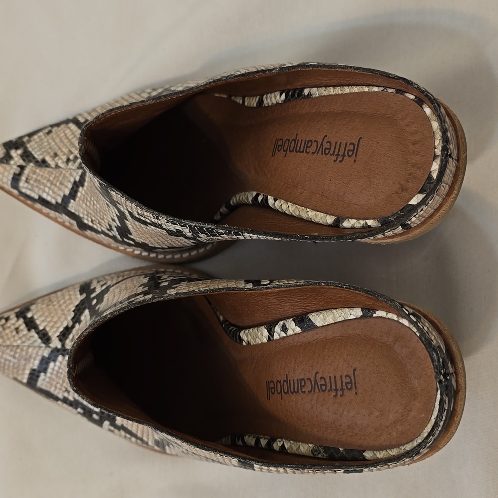 Jeffrey Campbell Snake Print Mules - Picture 2 of 9